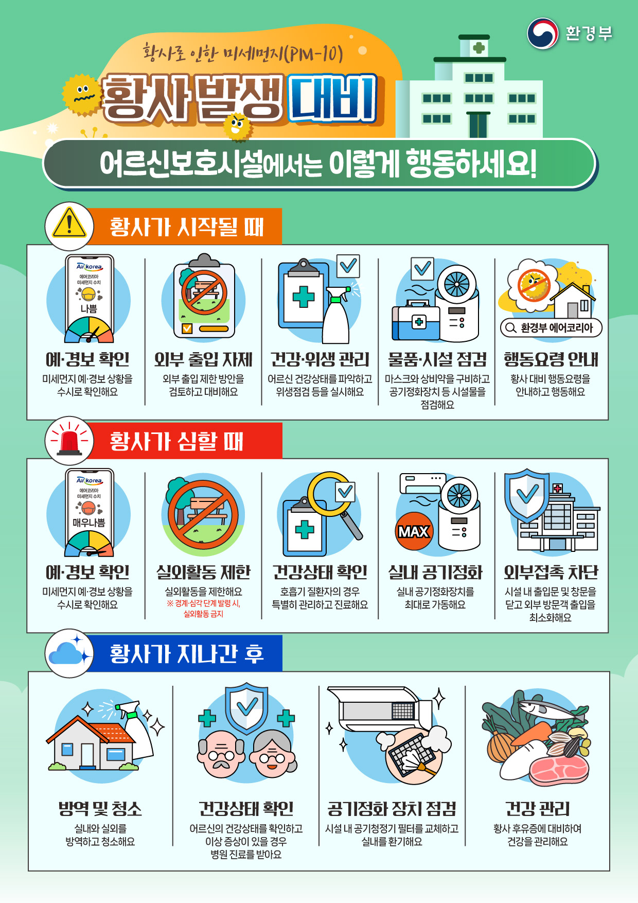 황사 어르신 보호시설 대응요령